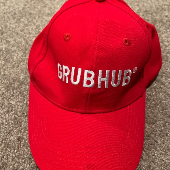 unknown Other - GrubHub Grub Hub Cap Food Delivery Foodie Employee Uniform Hat Red Adjustable